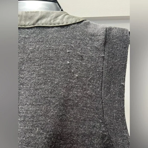 BCBG Maxazria Real Leather Moroni Wool Vest Zip Up Gray Fall size S - Picture 5 of 7